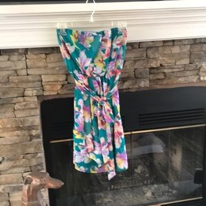 Express teal strapless short dress, size 2